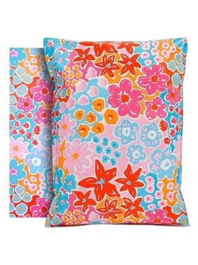 Polymailers 50 pack Bright Floral Spring Set in Turquoise, Pink & Orange